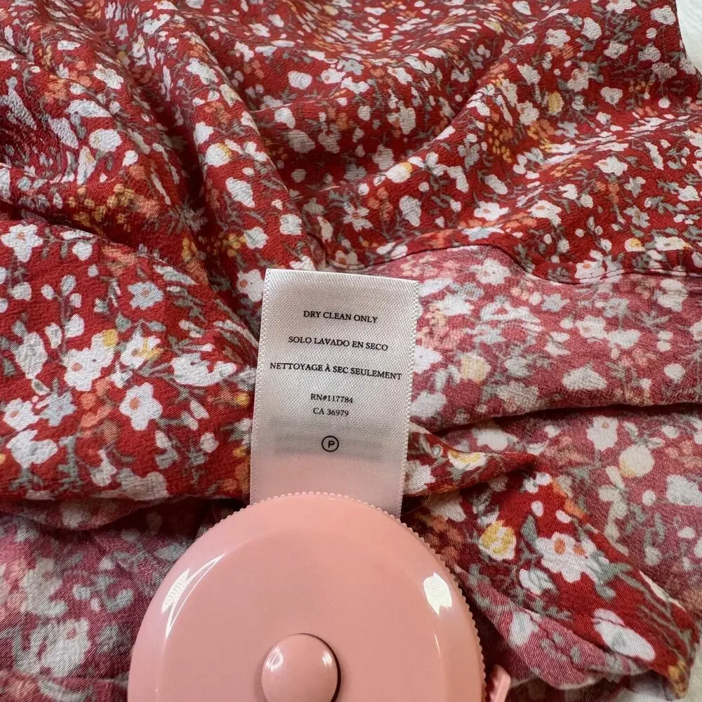 Rails Audrina Red White Ditsy Floral Midi Dress Women's Small Cottage Romantic - Picture 12 of 12